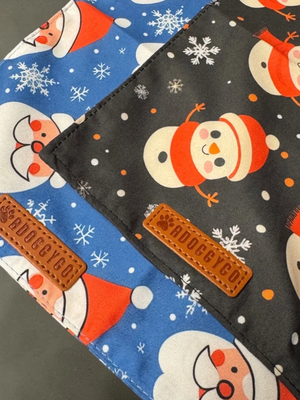 ADOGGYGO Christmas Dog Bandanas 2 Pack Large NWOT Santa Snowman